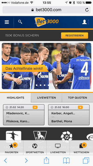 Bet3000 App Home