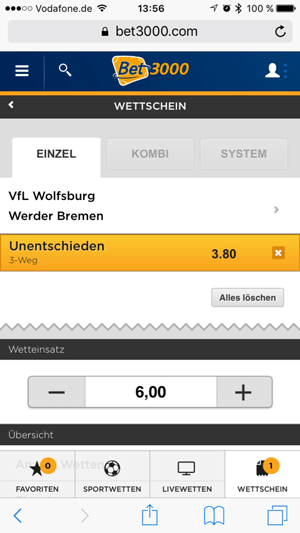 bet3000 App Wettschein