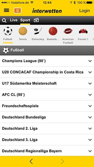 Interwetten App Wettprogramm