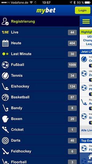 mybet App Wettprogramm