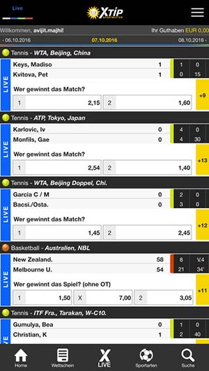 X-Tip App Livewetten Übersicht