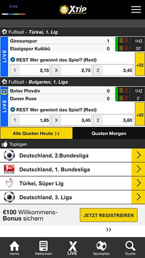 X-Tip App Startseite