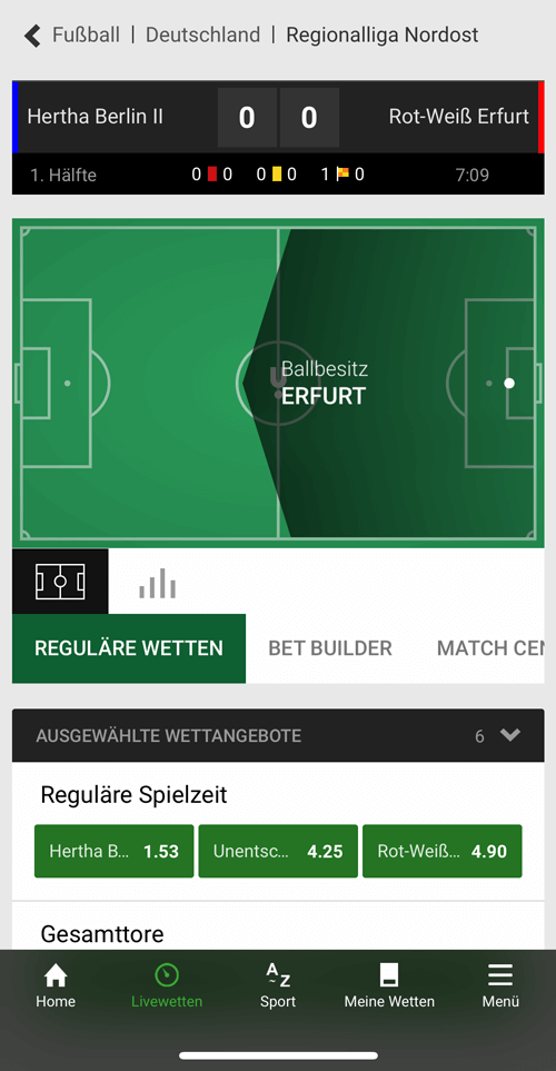 Mobile Live Wetten bei Unibet
