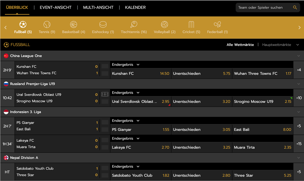 Betrophy Livewetten