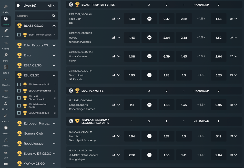 Vave Esports Wetten