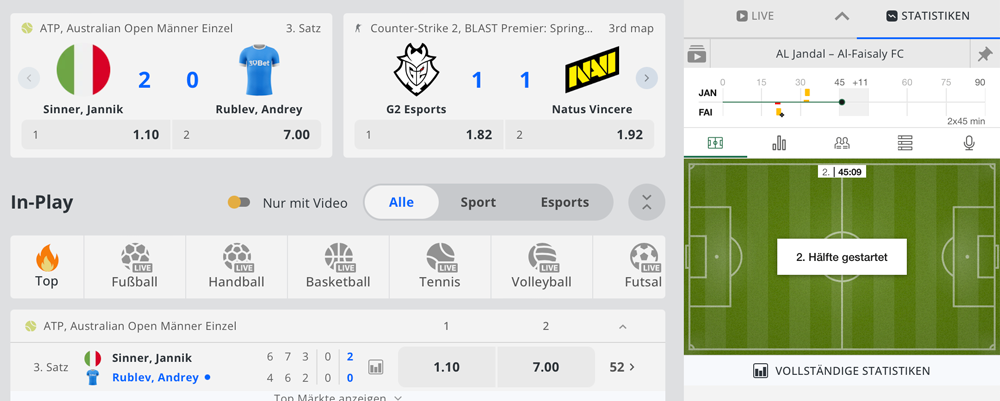 30bet Livewettenansicht